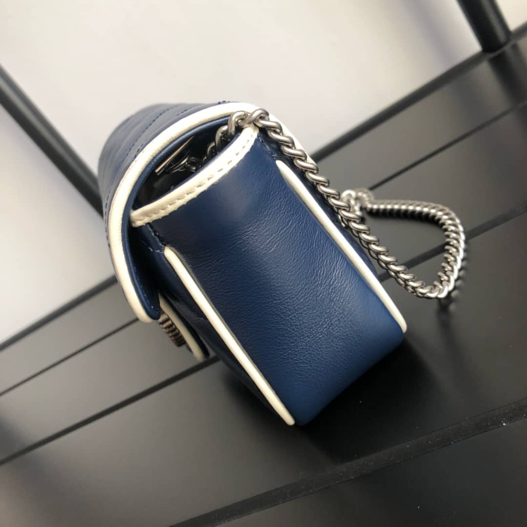 Gvc*1 GG Marmont Mini Matelasse Leather Shoulder Bag Replica Blue 574969