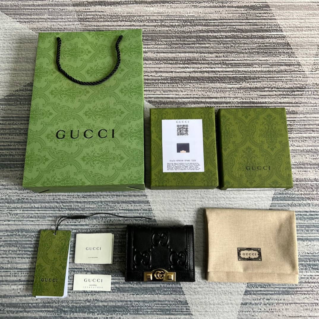 Gvc*1 GG Card Case Wallet Black 676150 Replica