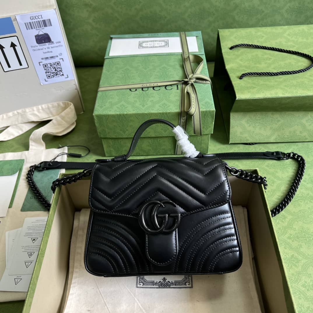 Gvc*1 GG Marmont Mini Top Handle Crossbody Bag 702563 Replica