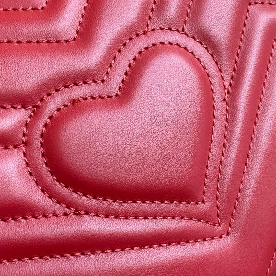 Gvc*1 GG Marmont Mini Leather Top Handle Bag Replica Red 547260