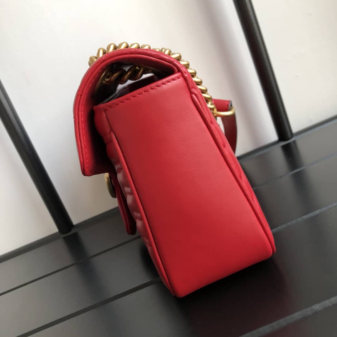 Gvc*1 GG Marmont Matelasse Shoulder Bag Replica Red 443497