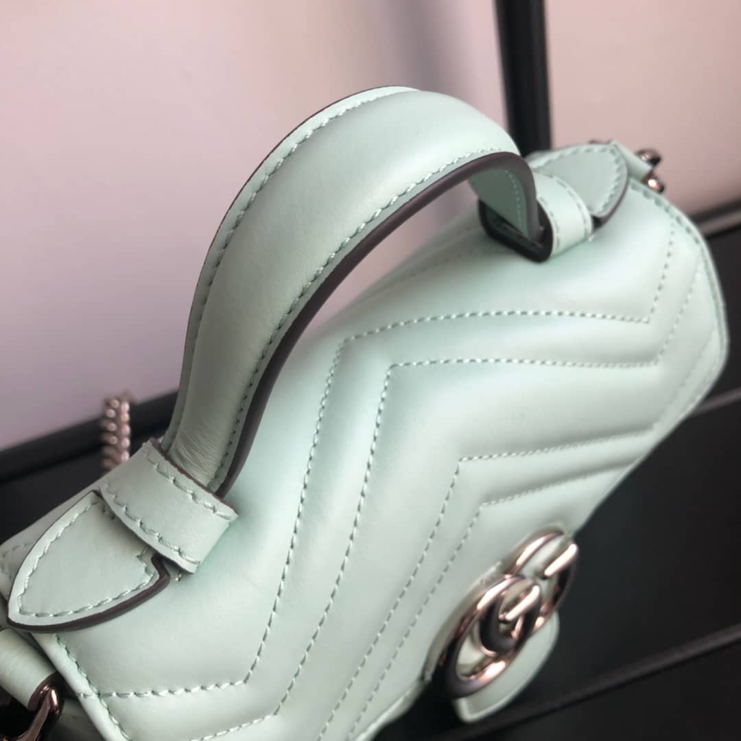 Gvc*1 GG Marmont Mini Leather Top Handle Bag Replica Green 547260