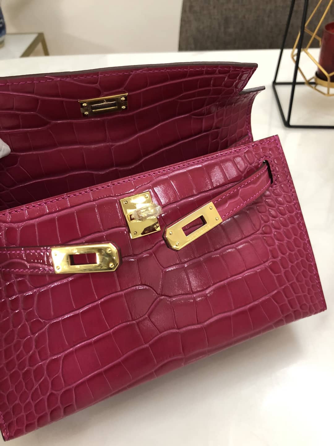 H**me5 Kelly Dupe 22CM Crocodile Shiny Replica Bag