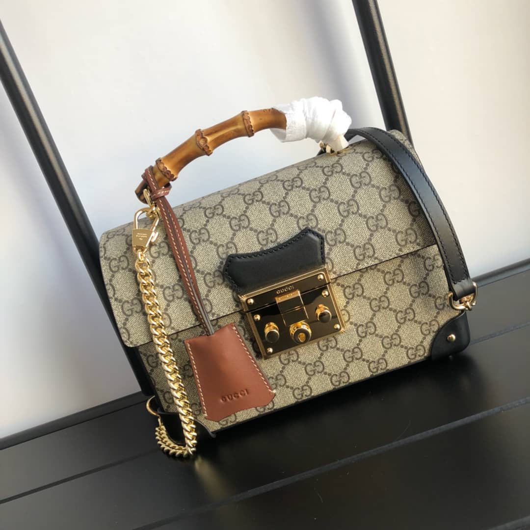 Gvc*1 Padlock GG Small Bamboo Shoulder Bag Replica Brown 603221