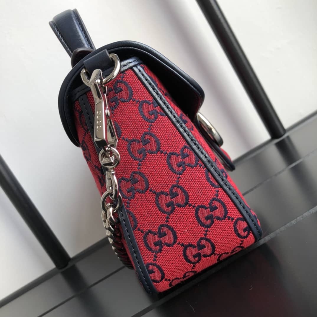 Gvc*1 GG Marmont Mini Top Handle Bag Replica Red 583571