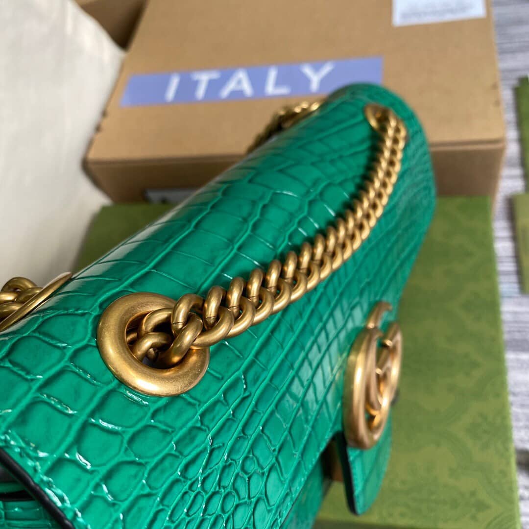 Gvc*1 GG Marmont Matelasse Shoulder Bag Replica Green 443497