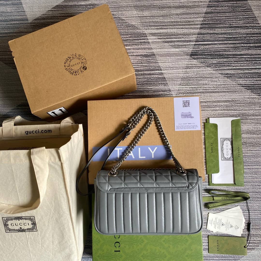 Gvc*1 GG Marmont Matelasse Shoulder Bag Replica Gray 443497