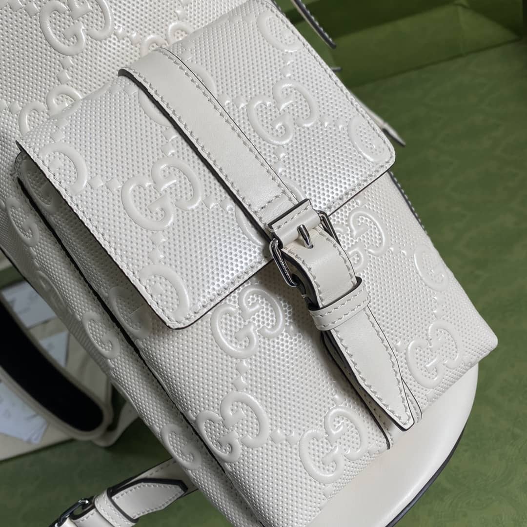 Gvc*1 GG Embossed Backpack Replica White 625770
