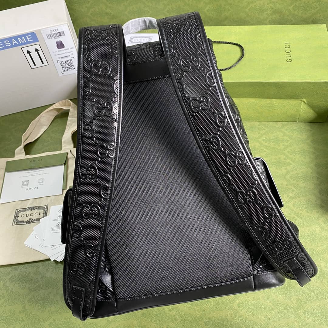 Gvc*1 GG Embossed Backpack Replica Black 625770