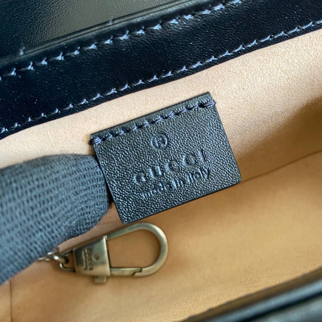 Gvc*1 GG Marmont Matelasse Leather Mini Shoulder Bag Replica Black 476433