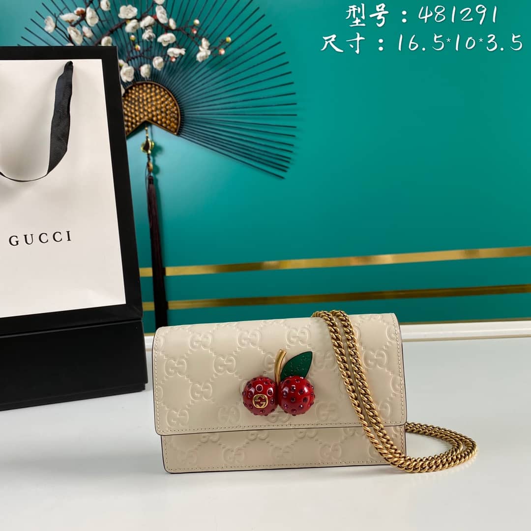 Gvc*1 Svp*me GG Mini Bag With Cherries Replica 481291
