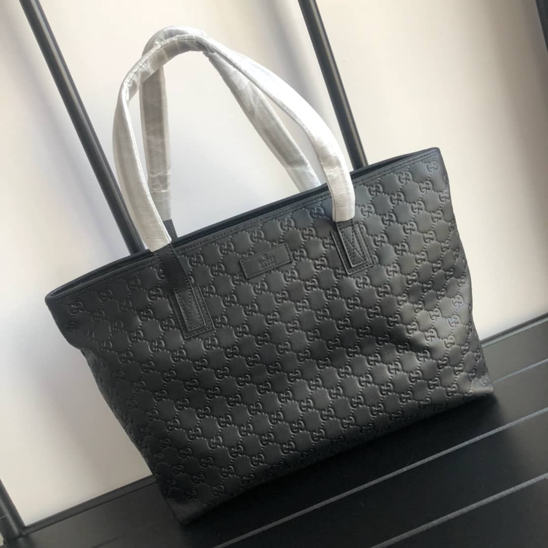Gvc*1 GG Plus Large Zip Top PVC Replica Tote Black 211137