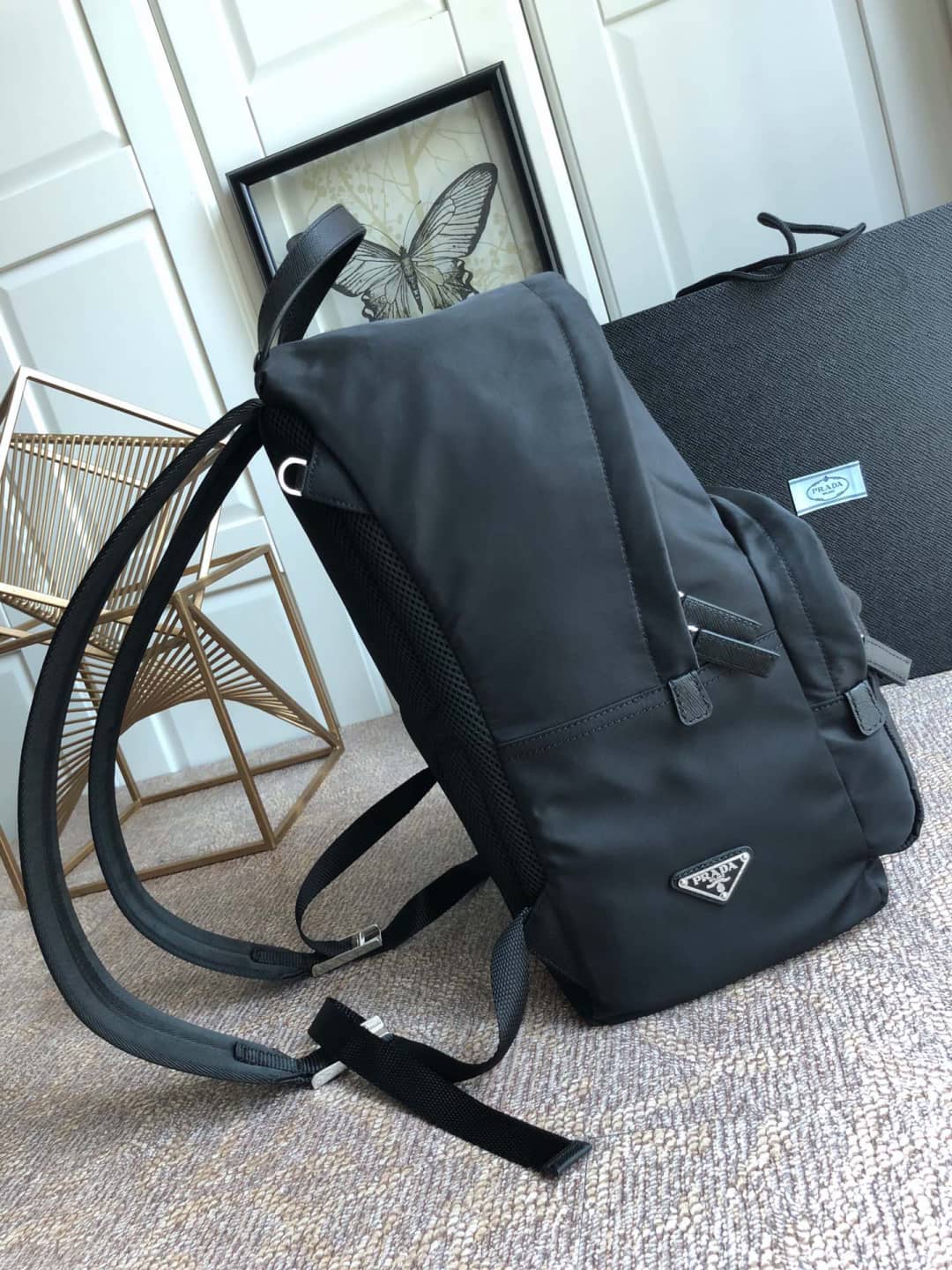 Pra*a Backpack Dupe Nylon Leather Replica
