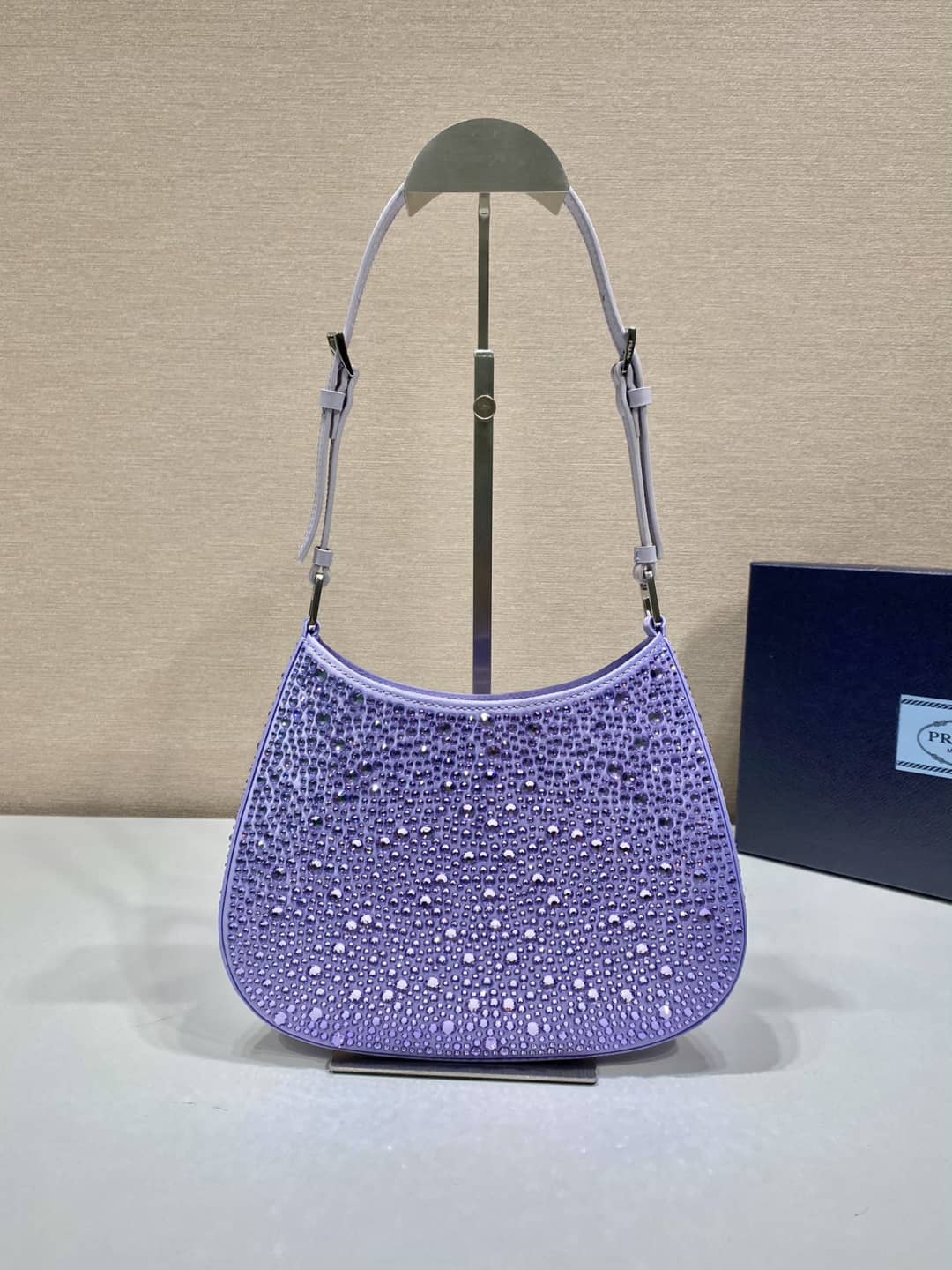 Pra*a Cleo Bag Dupe Satin Bag With Appliqusin In Wisteria