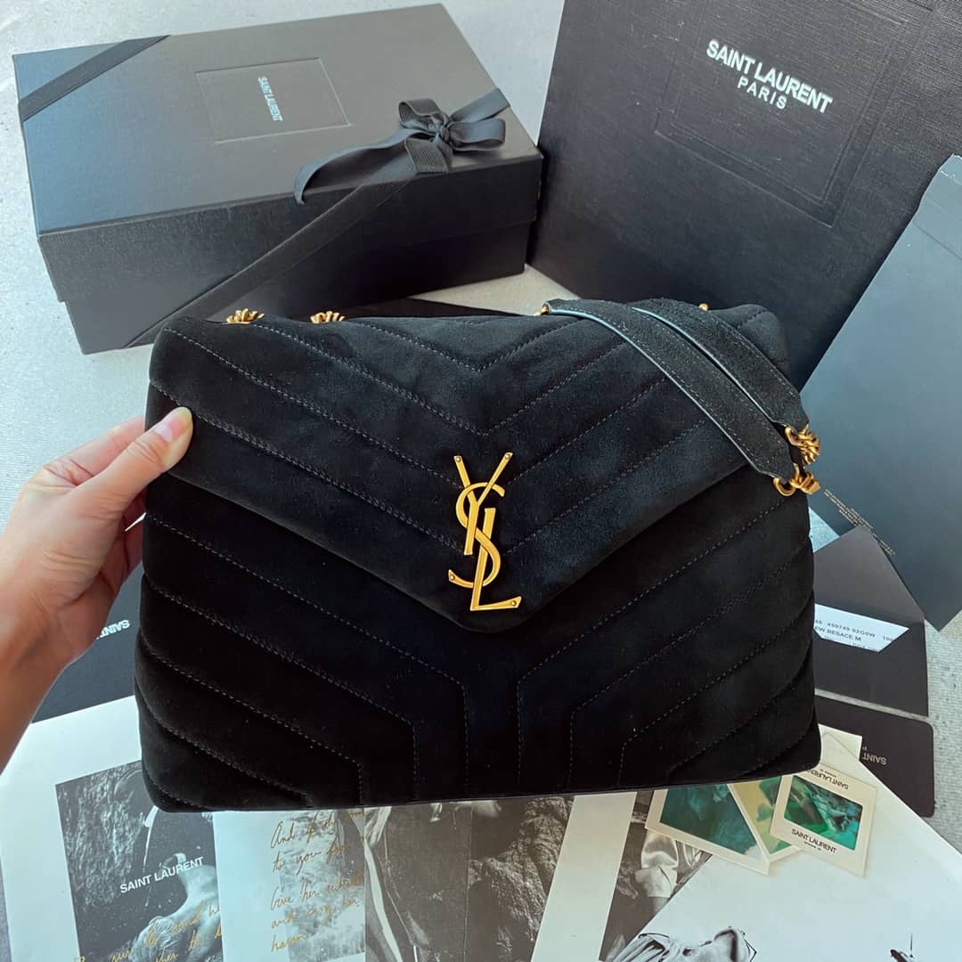 Sa1nt Lau*nt Bag Dupe Loulou Monogram Quilted Velvet Shoulder Bag