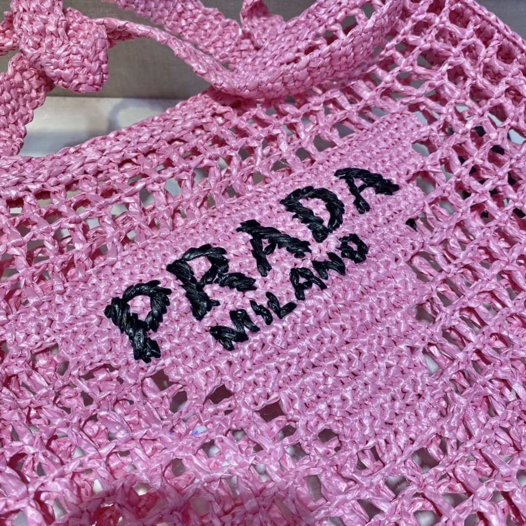 Pra*a Raffia Leather Replica Tote