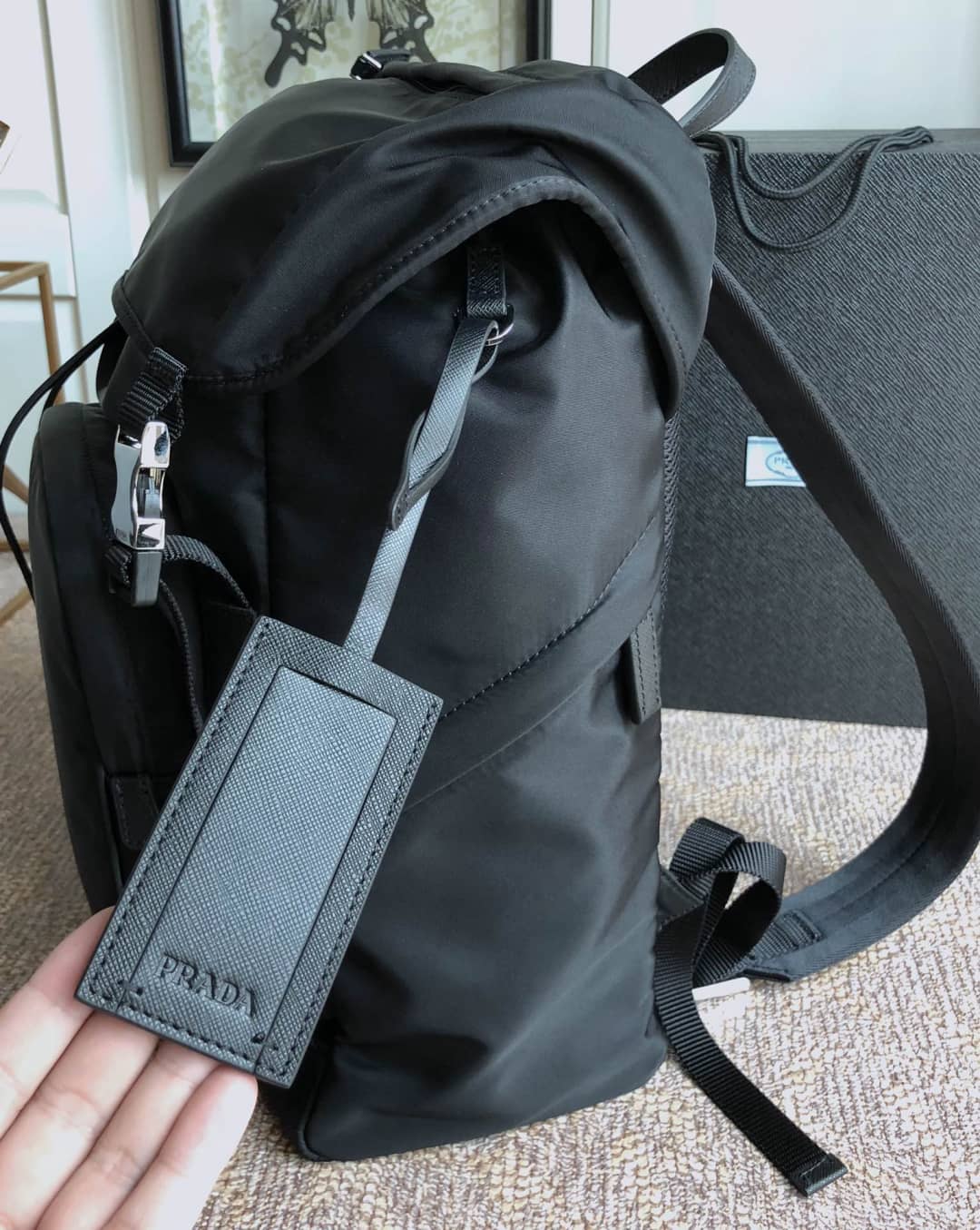 Pra*a Backpack Dupe Nylon Leather Replica