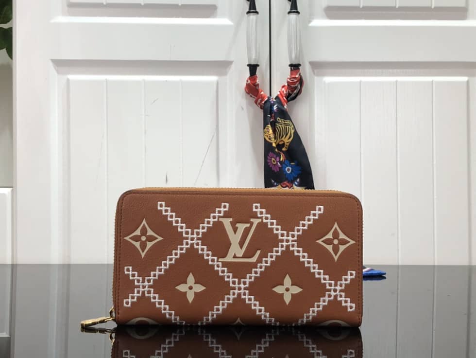 L0vis Vvtt0n Wallet Dupe Zippy Monogram Empreinte Leather Brown M81141