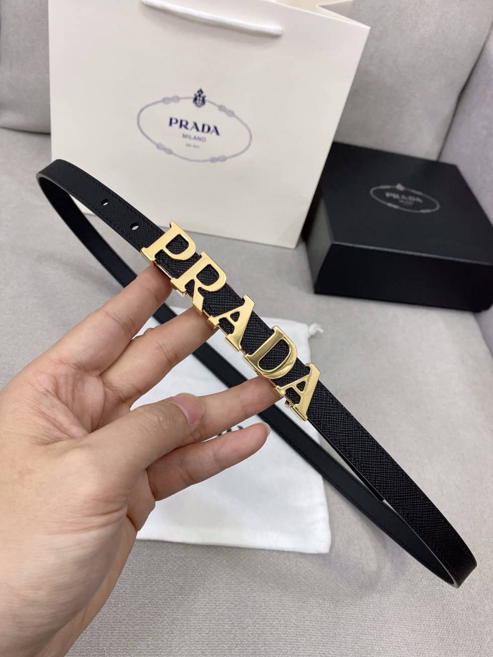Replica Pra*a Buckle Belt 15mm For Lady