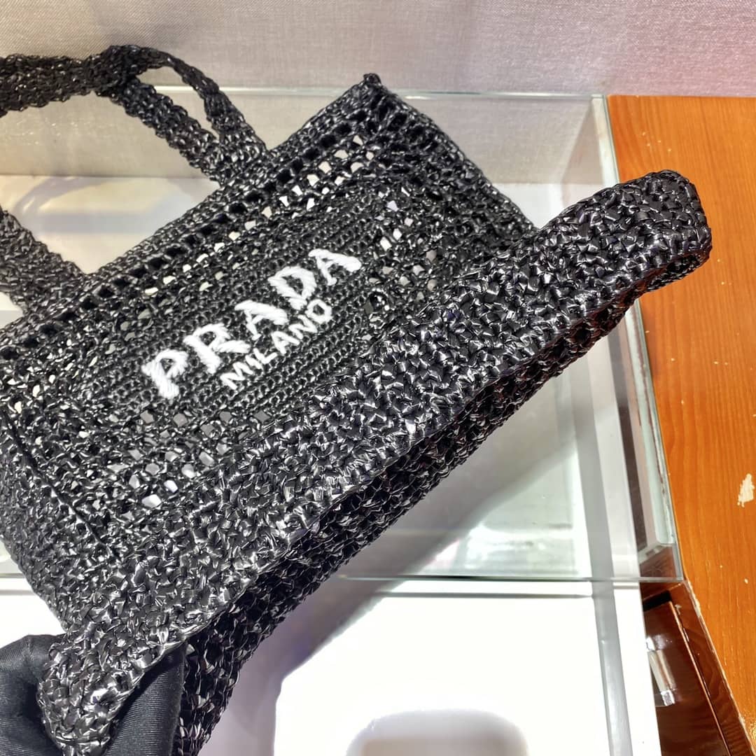 Replica Pra*as Raffia Leather Replica Tote