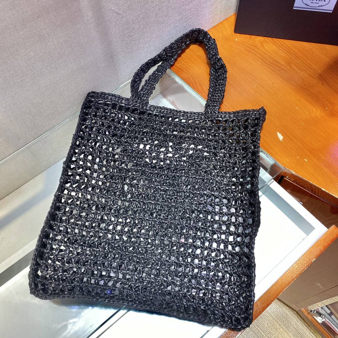 Replica Pra*as Raffia Leather Replica Tote
