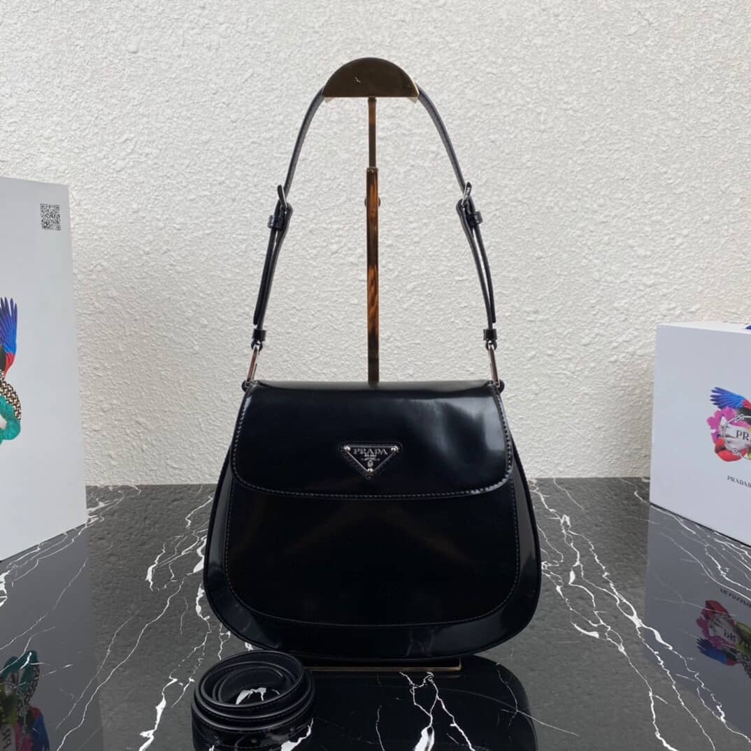 Replica Pra*as Cleo Brushed Leather Flap Shoulder Bag