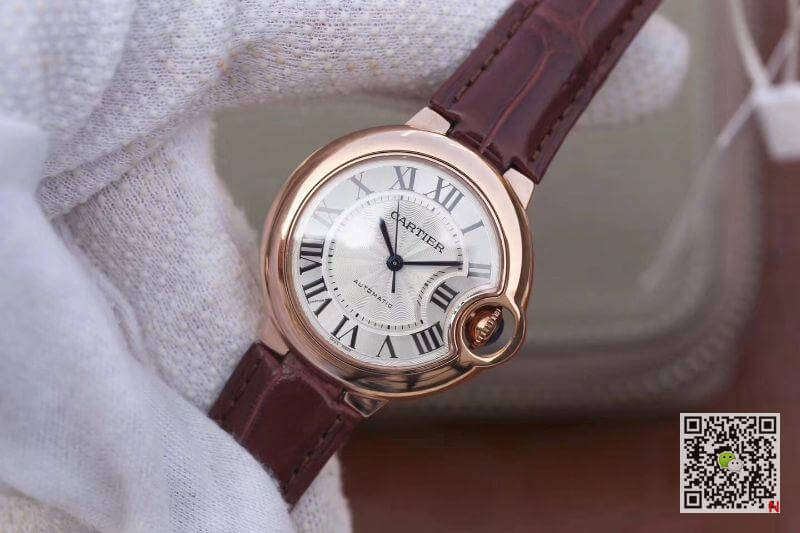 Replica Ballon Bleu De Ca*t1er 33mm Rosegold 1:1 Best Edition Brown Leather Strap Swiss ETA 2671