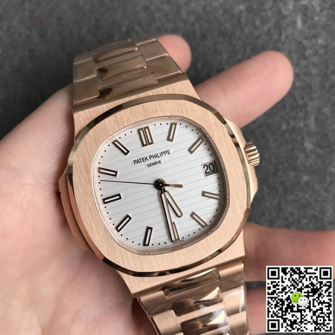 Replica Pat*k Phi1i*pe Nautilus 5711/1R-001 1:1 Best Edition PPF Factory V4 Rose Gold White Dial Swiss ETA324