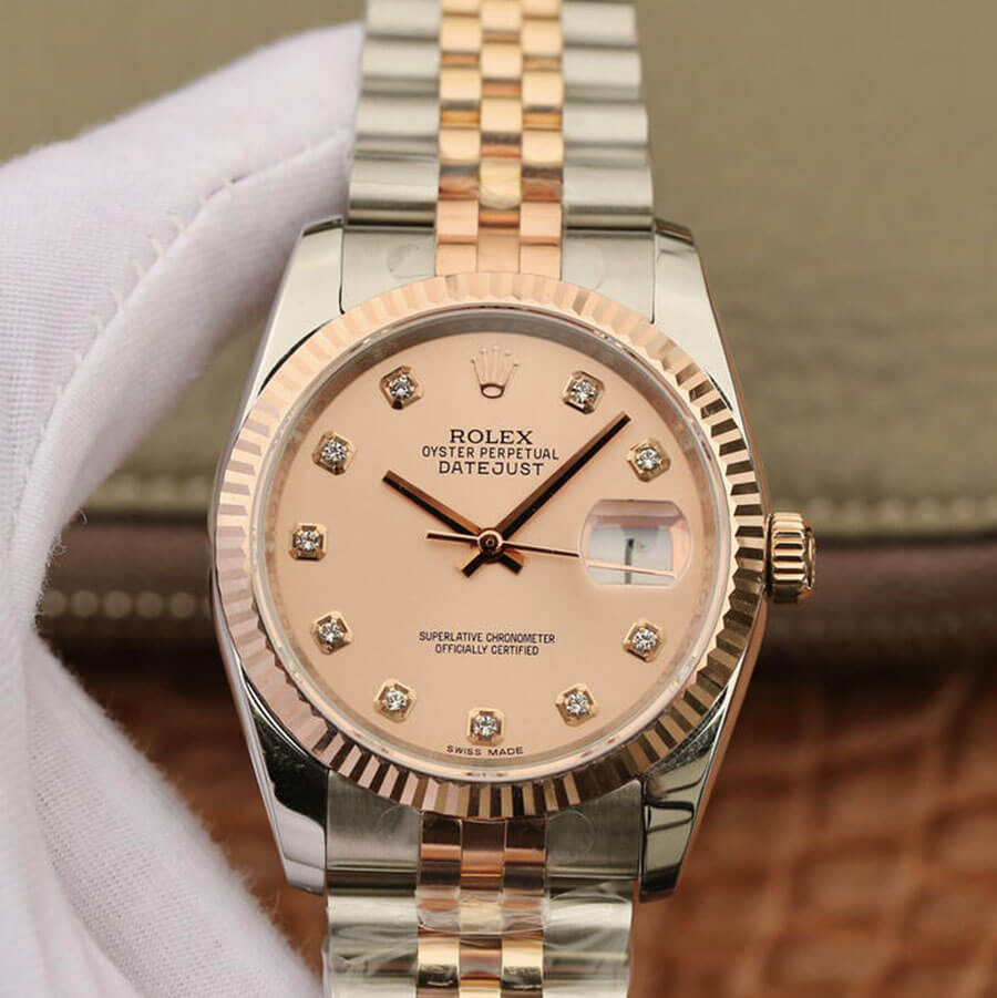Replica R01ex Datejust 116231 36MM 1:1 Best Edition GM Factory D1am0nd-set Pink Dial