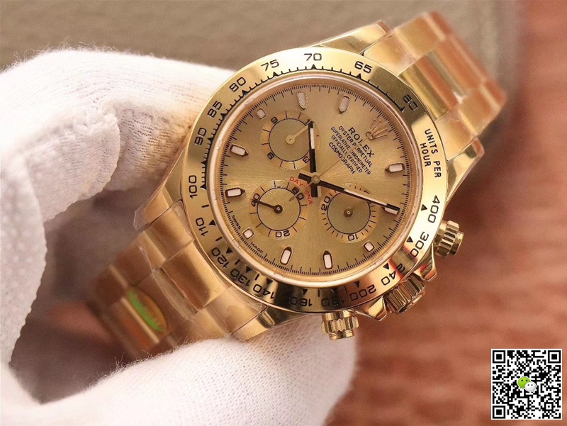 R01ex Daytona Replica Cosmograph M116508-0003 1:1 Best Edition Noob Factory Gold Dial Swiss ETA4130