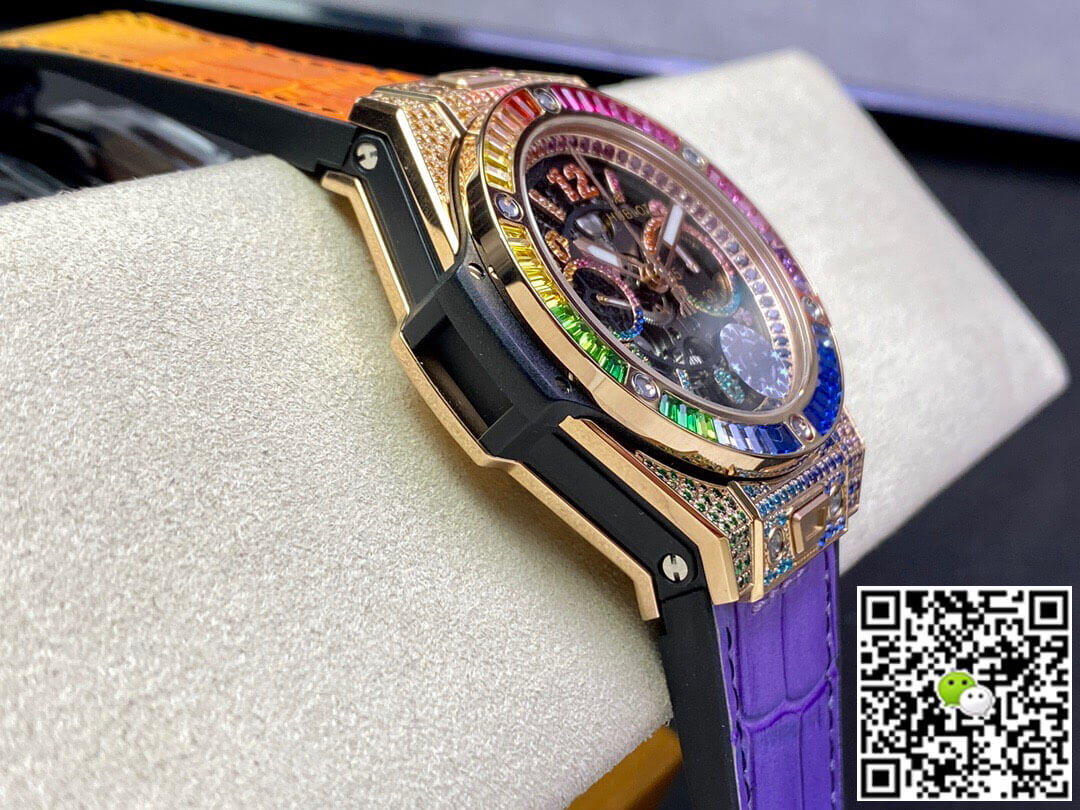 Replica Hublot BIG BANG Unico 411.OX.9910.LR.0999 1:1 Best Edition ZF Factory Rainbow Rose Gold Case