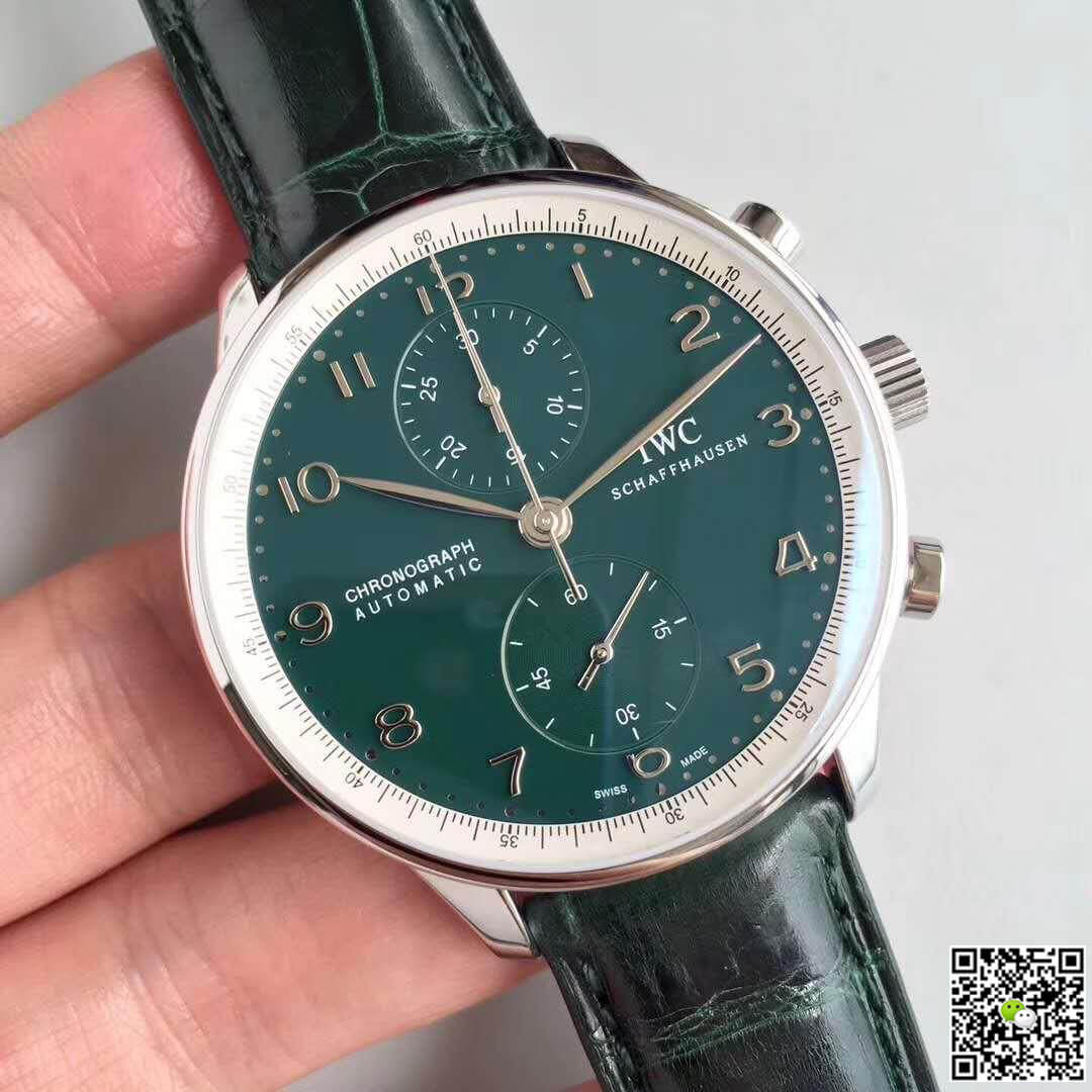 IWC Replica Portuguese YL Factory 1:1 Best Edition Swiss ETA69355 Green Dial With Silver Markers