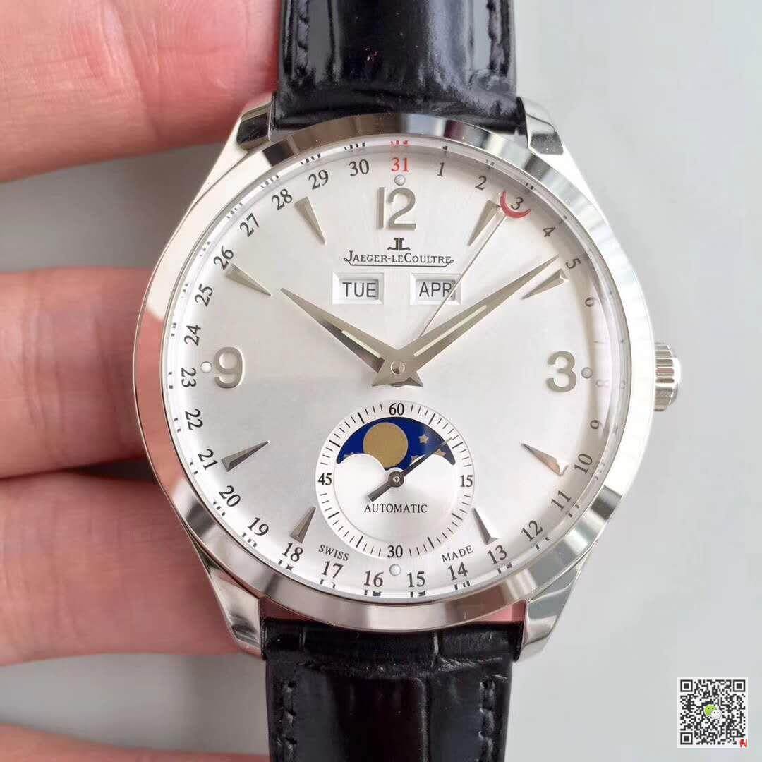 Replica Jaeger-LeCoultre Master Calendar 1558420 OM Factory Men Watches 1:1 Best Edition Swiss ETA866 Silver Dial