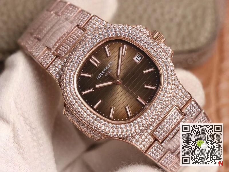 Replica Pat*k Phi1i*pe Nautilus 5719-10G Rose Gold D1am0nd 1:1 Best Edition R8 Factory Gradient Brown Dial Swiss Cal.324 S C