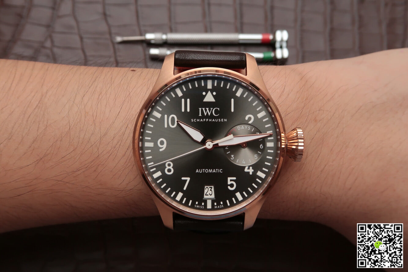 Replica IWC Big Pilot IW500901 1:1 Best Edition ZF Factory Rose Gold Black Dial