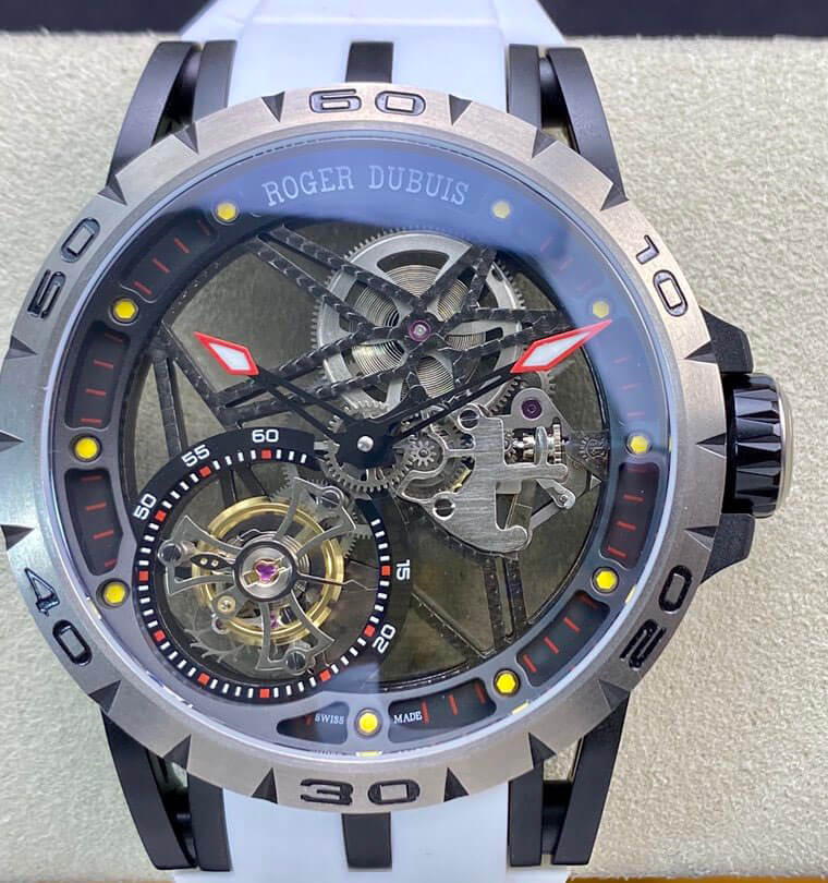 Replica Roger Dubuis Excalibur RDDBEX0549 1:1 Best Edition BBR Factory Tourbillon White Strap