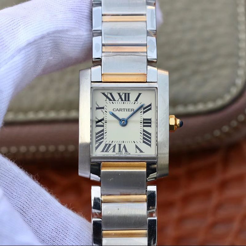 Ca*t1er Replica Tank Francaise Ladies Two Tone W51007Q4 1:1 Best Edition Swiss Quartz