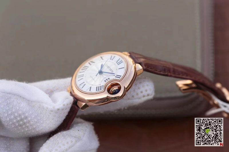 Replica Ballon Bleu De Ca*t1er 33mm Rosegold 1:1 Best Edition Brown Leather Strap Swiss ETA 2671