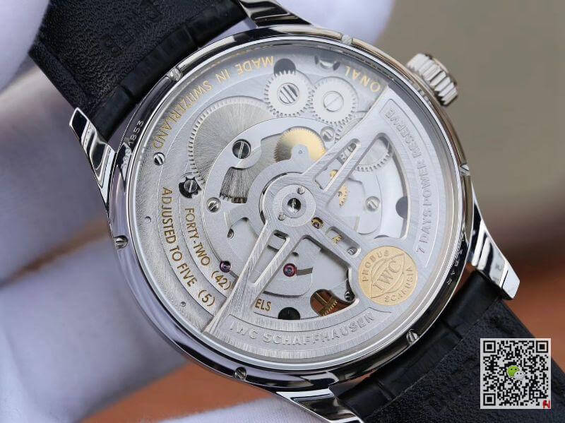 IWC Replica Portuguese IW504202 Real Tourbillon 1:1 Best Edition White Dial On Black Leather Strap Swiss ETA Tourbillon