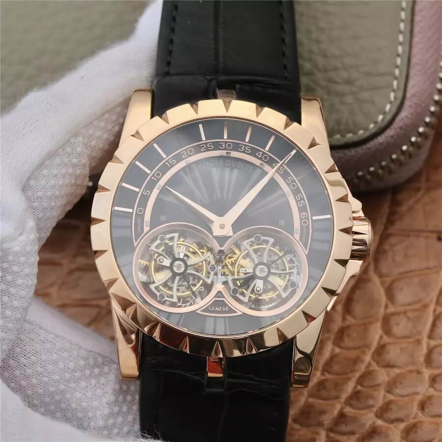 Replica Roger Dubuis Excalibur RDDBEX0280 1:1 Best Edition JB Factory Tourbillon Black Dial