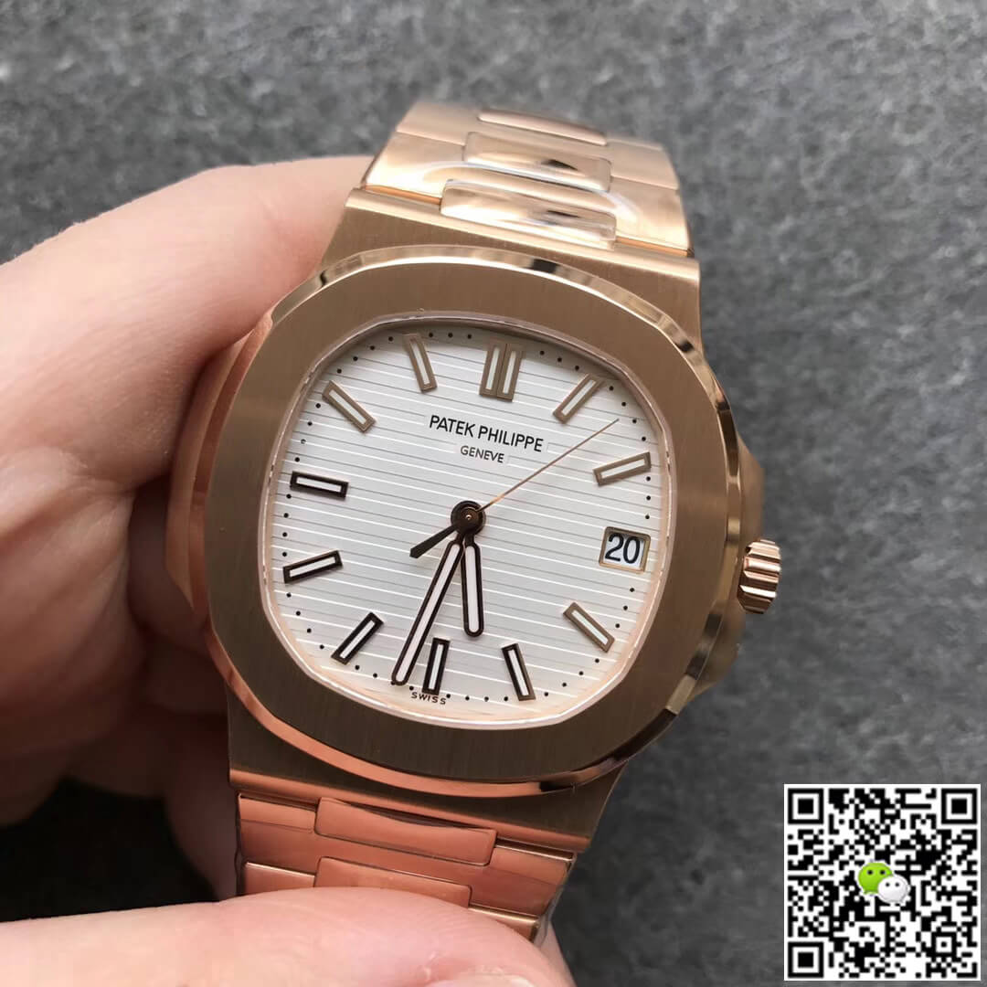Replica Pat*k Phi1i*pe Nautilus 5711/1R-001 1:1 Best Edition PPF Factory V4 Rose Gold White Dial Swiss ETA324
