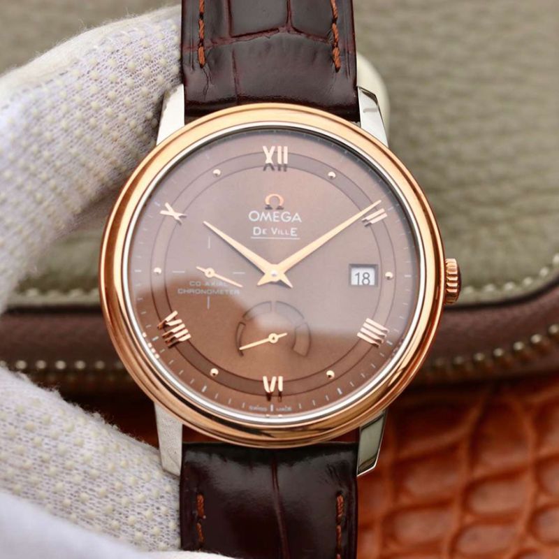 Replica 0me*ga De Ville Prestige 424.23.40.20.13.001 TW Factory 1:1 Best Edition Swiss ETA2824 Brown Dial