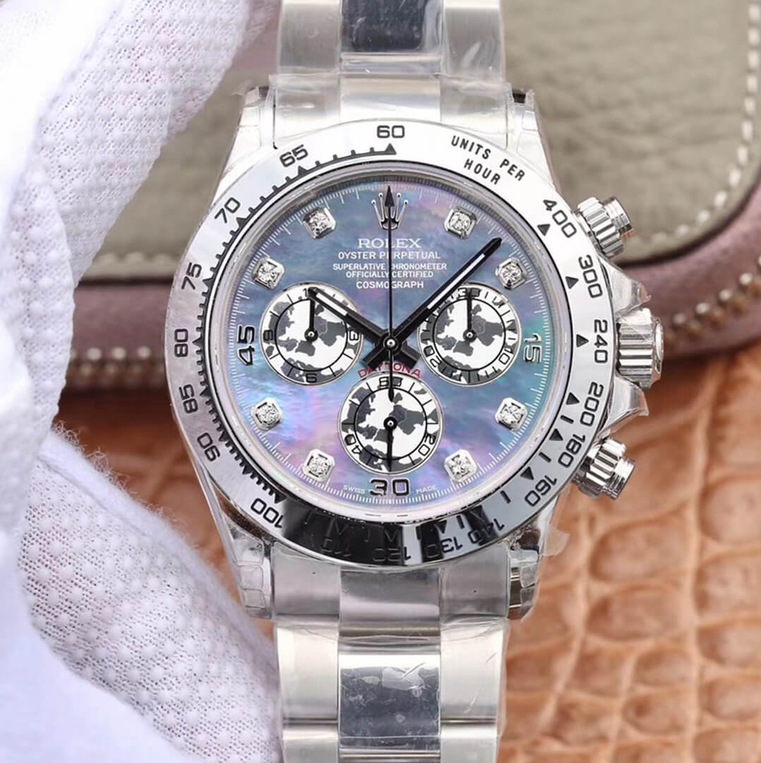 Replica R01ex Daytona Cosmograph 116509-0064 1:1 Best Edition JH Factory 18K White Gold Fritillaria Dial