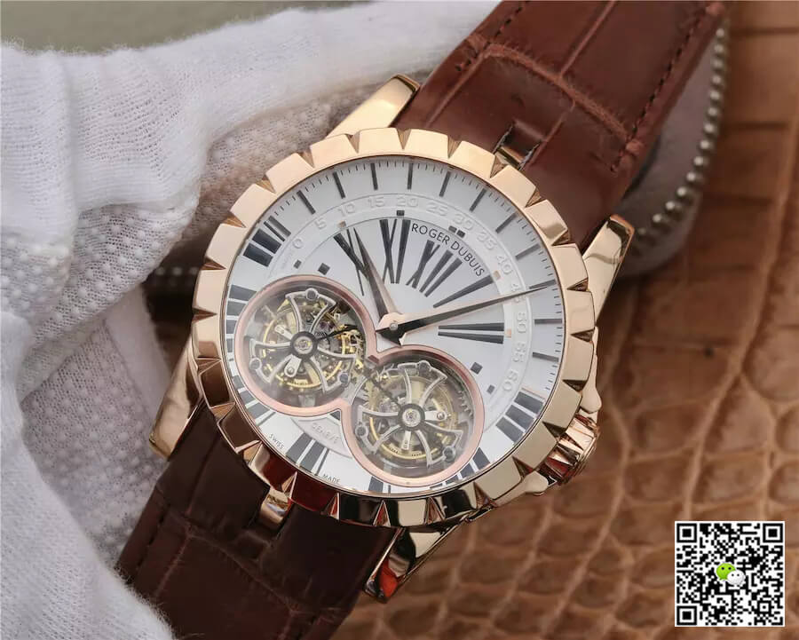 Replica Roger Dubuis Excalibur RDDBEX0249 1:1 Best Edition JB Factory Tourbillon White Dial