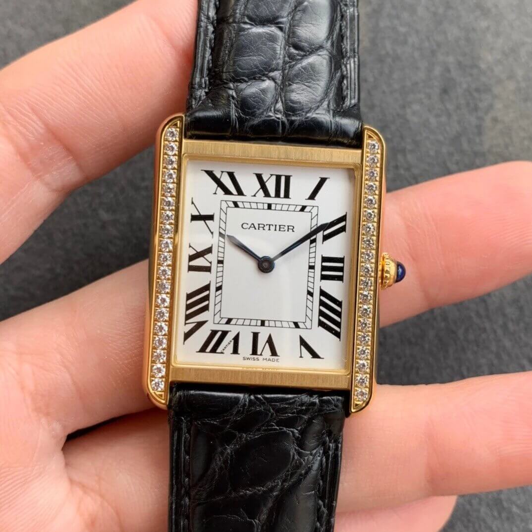 Replica Ca*t1er Tank 1:1 Best Edition K11 Factory V2 Yellow Gold White Dial