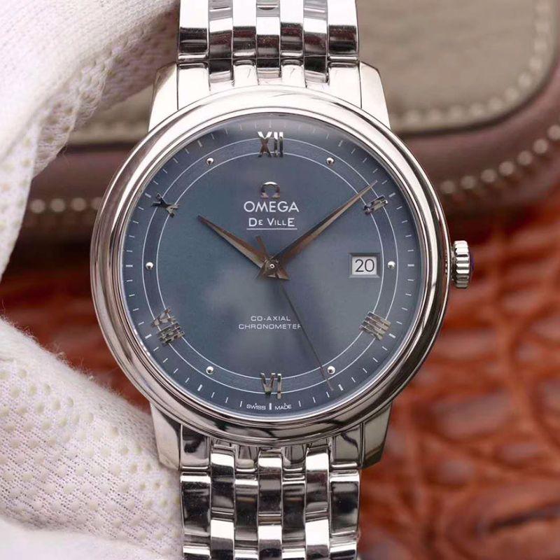 Replica 0me*ga De Ville Prestige 424.10.40.20.03.002 MKS Factory Men Watches 1:1 Best Edition Swiss ETA9015 Blue Dial