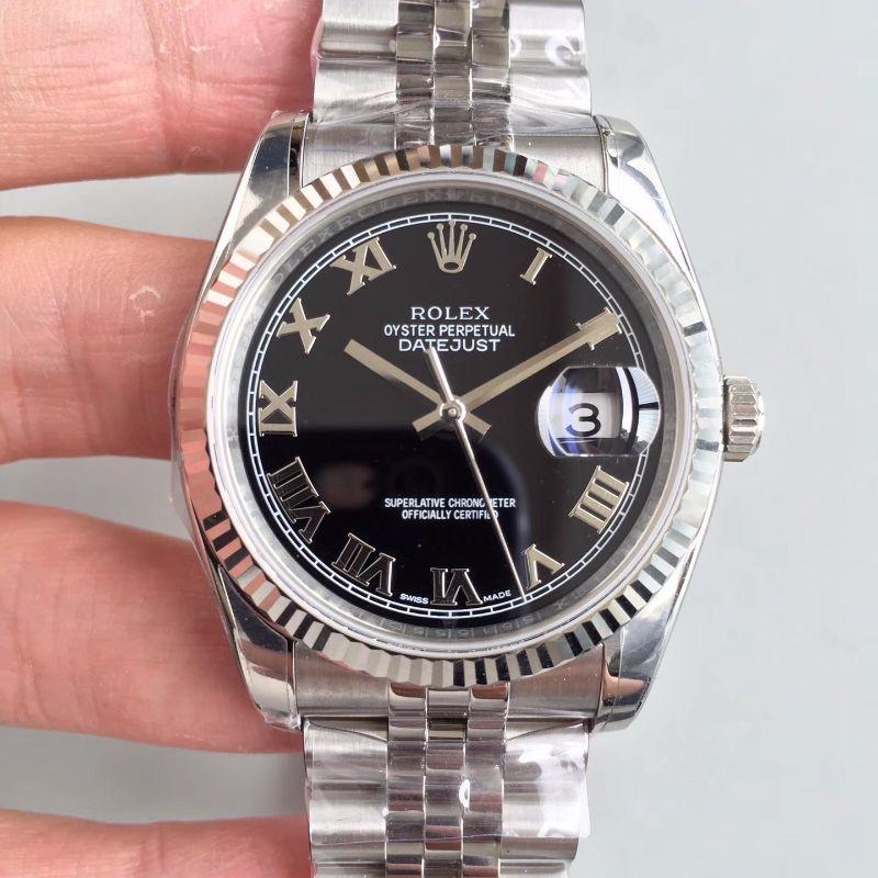 R01ex Dupe Datejust 116334 1:1 Best Edition Swiss ETA2836 Black Dial Roman Marker