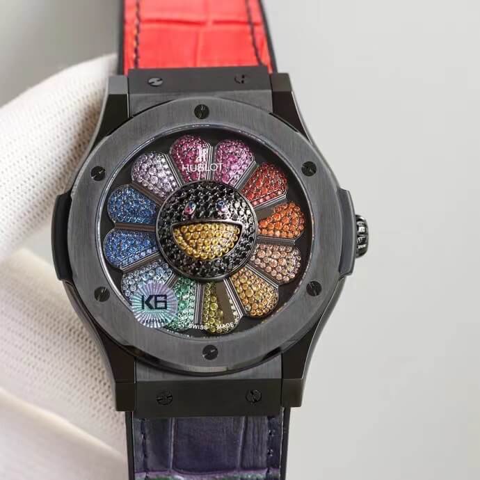 Replica Hublot Classic Fusion Takashi Murakami 507.CX.9000.RX.TAK21 1:1 Best Edition Sunflower Colored D1am0nd Dial