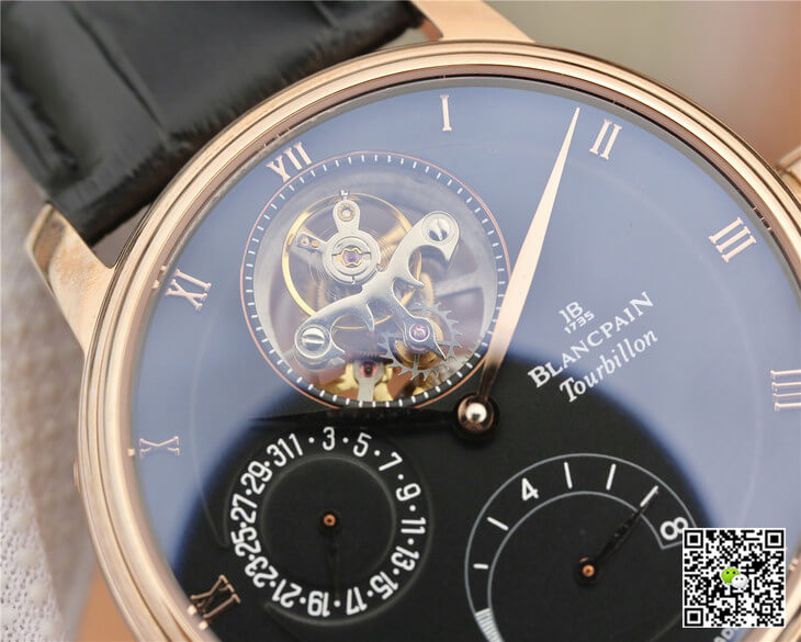 Replica Blancpain Villeret 6025-3642-55B 1:1 Best Edition JB Factory Gold Case Black Dial
