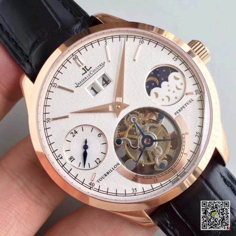 Replica Jaeger-LeCoultre Master Grande Tradition Tourbillon Men Watches 1:1 Best Edition Swiss Tourbillon 18K Rose Gold White Dial